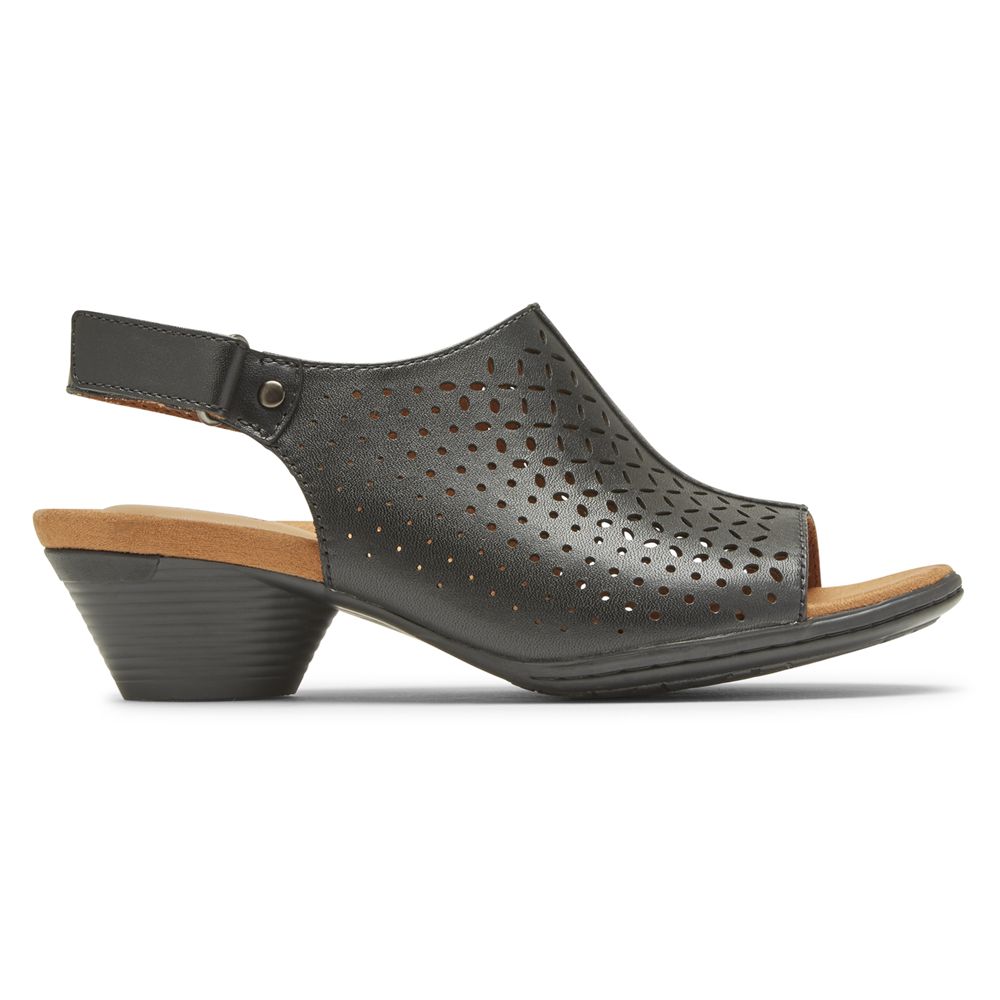 Rockport Women's Cobb Hill Laurel Slingback Sandals - Black - USA (2346VJUEG)